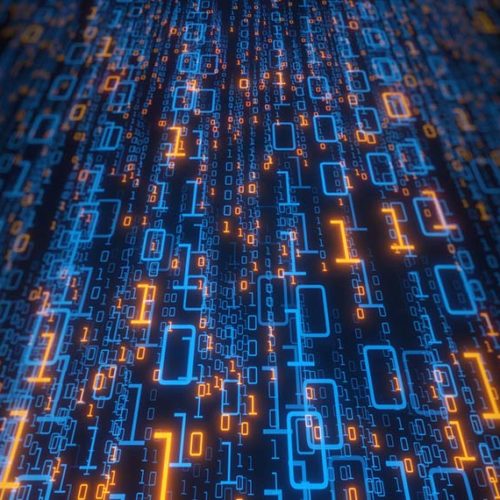 Columns of 1s and 0s in Orange and Blue