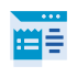 blue icon of website with registration form