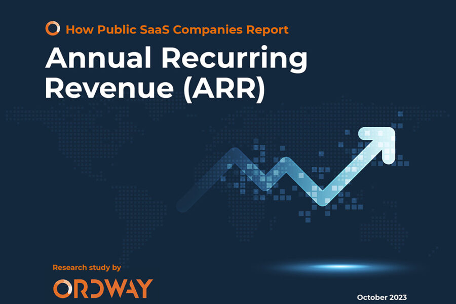 cover of research study on how public companies report ARR with dark blue background and abstract image of financial charts