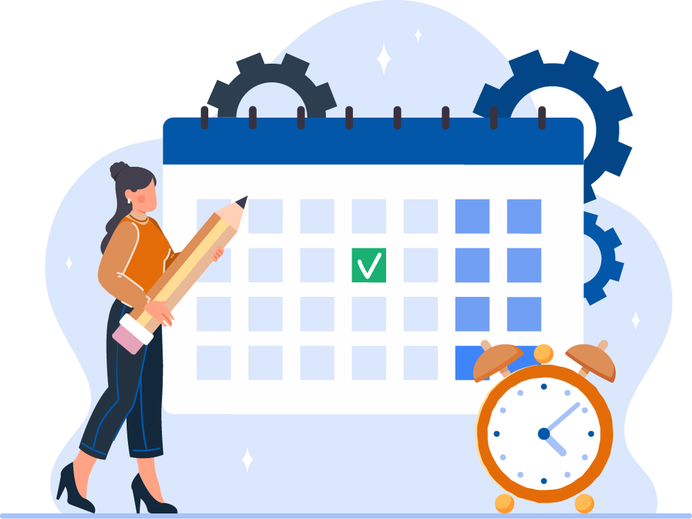 woman marking date on calendar to pay bill