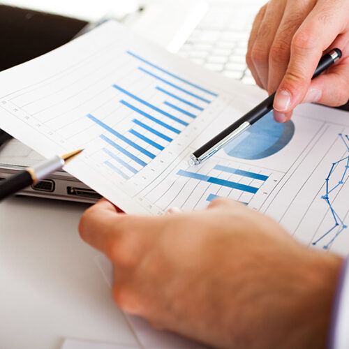 business person reviewing financial charts