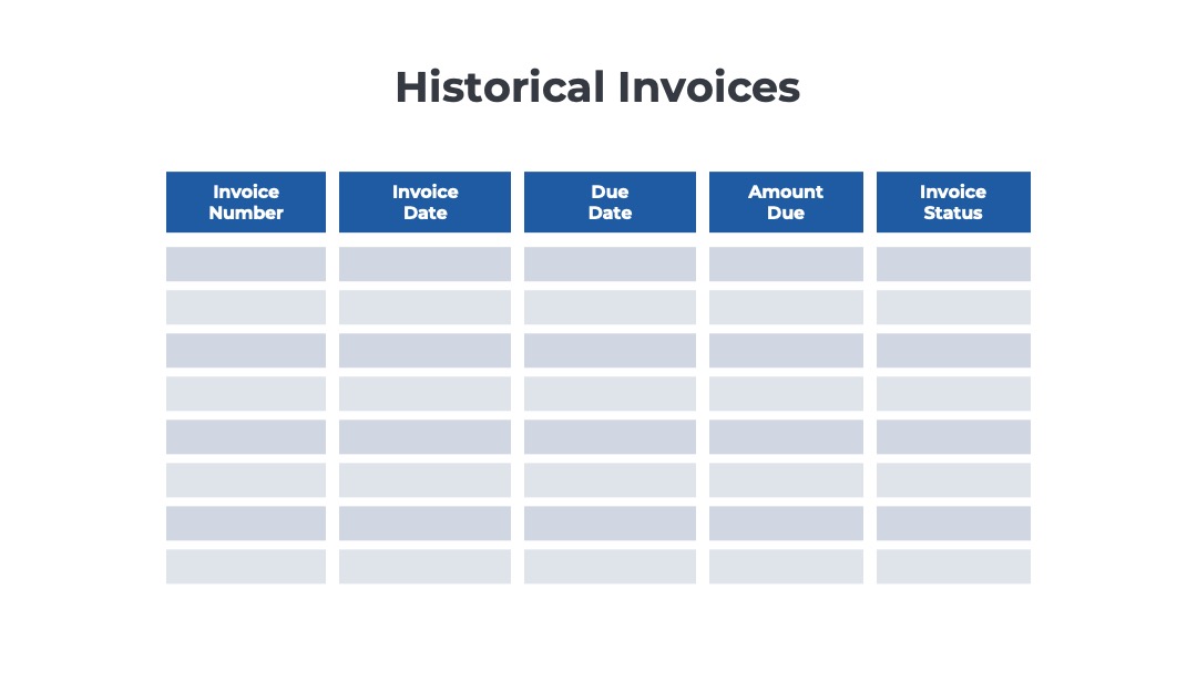 illustration of list of historical invoices