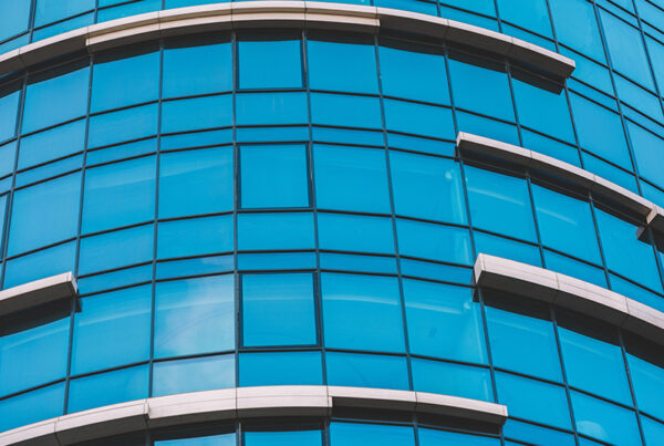 dark blue glass office building