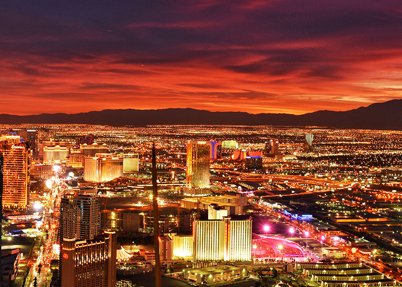 Las Vegas skyline at sunset