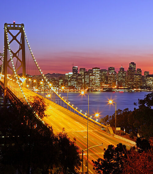 Bay Bridge in San Francisco at sunset