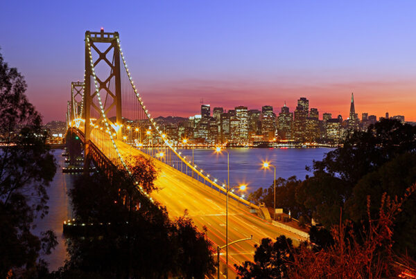 Bay Bridge in San Francisco at sunset