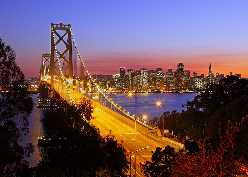 Bay Bridge in San Francisco at sunset