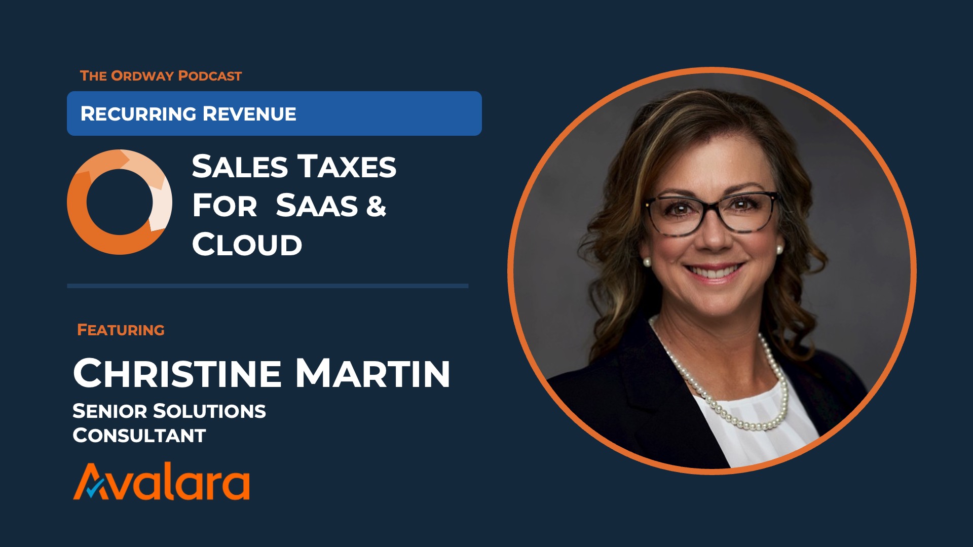 Ordway podcast preview image for interview with christine martin of avalara on sales taxes for saas