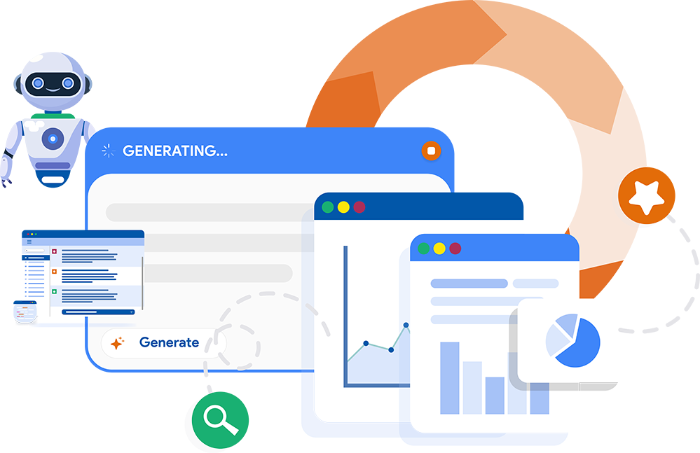 illustration of AI powered revenue automation screens on the Ordway application