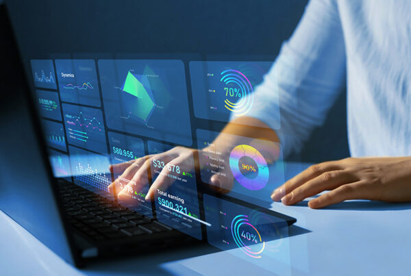 business woman viewing BACS payment transactions on a virtual screen