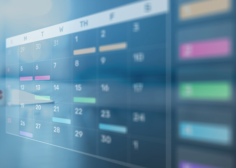 holographic image of a calendar with billing cycle for key customers outlined