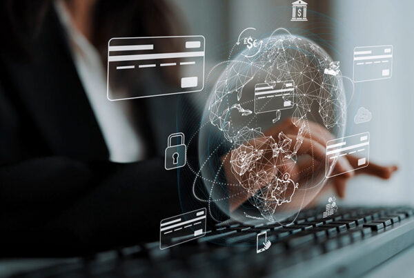 woman typing level 3 credit card data into system