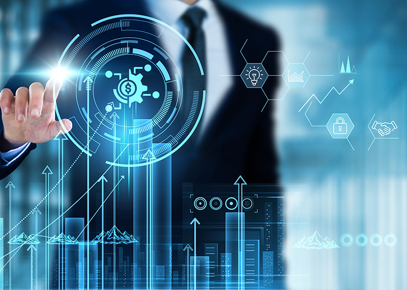 man reaching out to touch payfac concept on a digital screen
