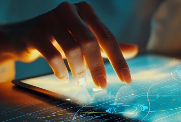 woman typing on tablet with CPQ software