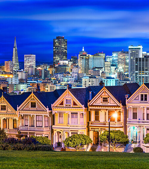 Alamo Square at dusk