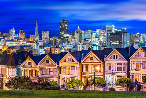 Alamo Square at dusk