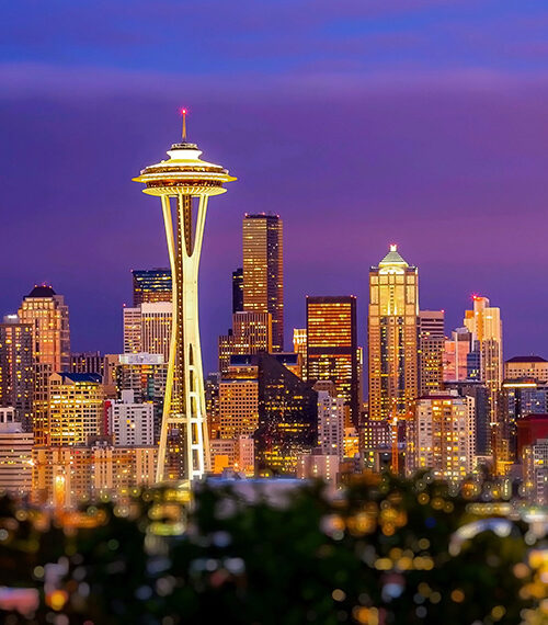 Seattle skyline at sunset