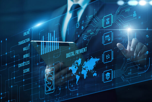 business man initiating SEPA credit transfer